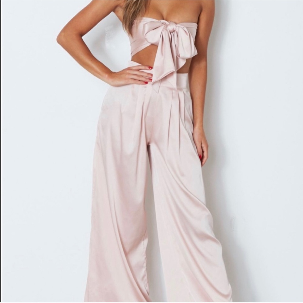 White Fox silk pink set
